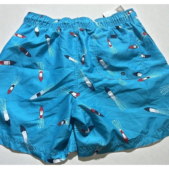 George Mens Swim Shorts Summer Speed Boat Print Blue Large (36-38) Elastic Waist - Picture 7 of 10
